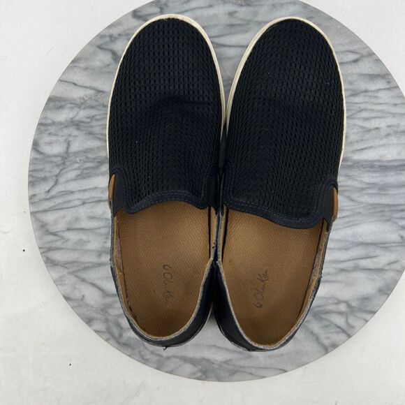 Olukai Womens 9 Shoes Black Pehuea Slip On Sneakers Breathable Mesh Loafer - Picture 9 of 14